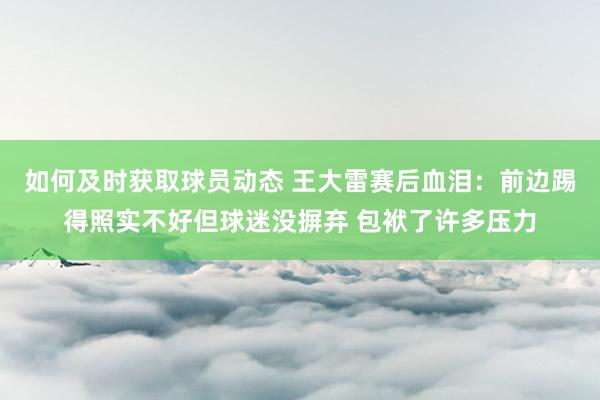 如何及时获取球员动态 王大雷赛后血泪：前边踢得照实不好但球迷没摒弃 包袱了许多压力