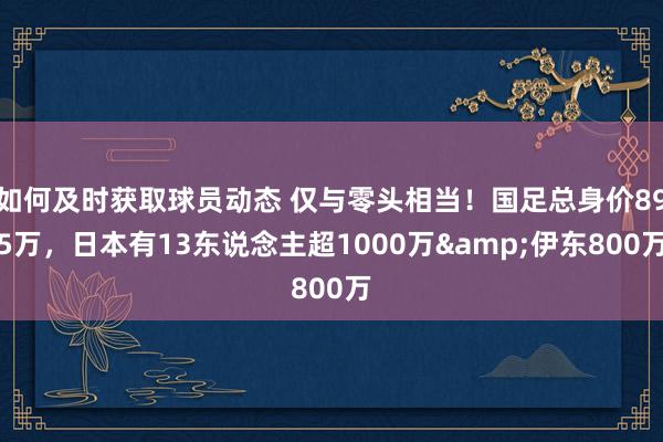 如何及时获取球员动态 仅与零头相当！国足总身价895万，日本有13东说念主超1000万&伊东800万