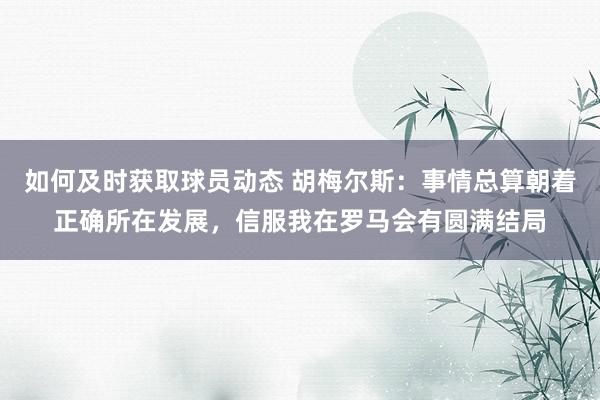 如何及时获取球员动态 胡梅尔斯：事情总算朝着正确所在发展，信服我在罗马会有圆满结局