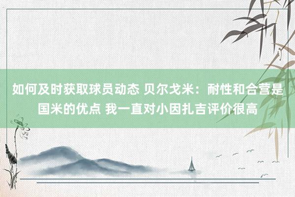 如何及时获取球员动态 贝尔戈米：耐性和合营是国米的优点 我一直对小因扎吉评价很高