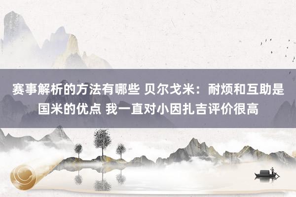 赛事解析的方法有哪些 贝尔戈米：耐烦和互助是国米的优点 我一直对小因扎吉评价很高