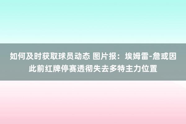 如何及时获取球员动态 图片报：埃姆雷-詹或因此前红牌停赛透彻失去多特主力位置