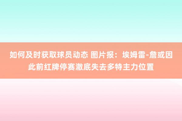 如何及时获取球员动态 图片报：埃姆雷-詹或因此前红牌停赛澈底失去多特主力位置