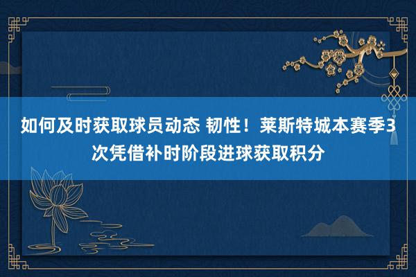 如何及时获取球员动态 韧性！莱斯特城本赛季3次凭借补时阶段进球获取积分