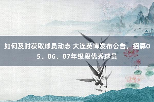 如何及时获取球员动态 大连英博发布公告，招募05、06、07年级段优秀球员