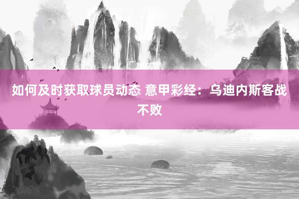 如何及时获取球员动态 意甲彩经：乌迪内斯客战不败