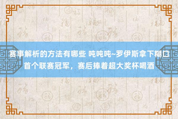 赛事解析的方法有哪些 吨吨吨~罗伊斯拿下糊口首个联赛冠军，赛后捧着超大奖杯喝酒