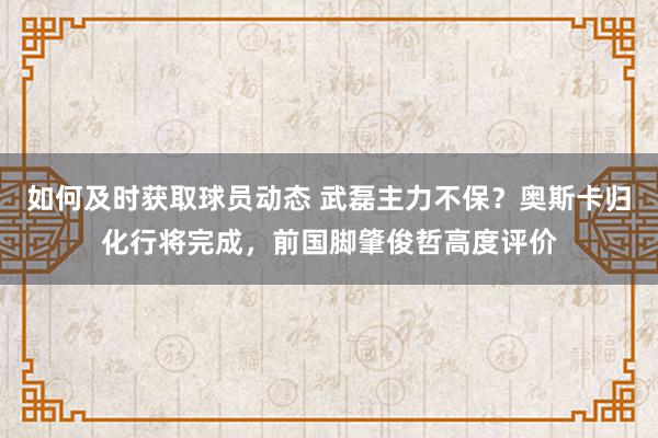 如何及时获取球员动态 武磊主力不保？奥斯卡归化行将完成，前国脚肇俊哲高度评价