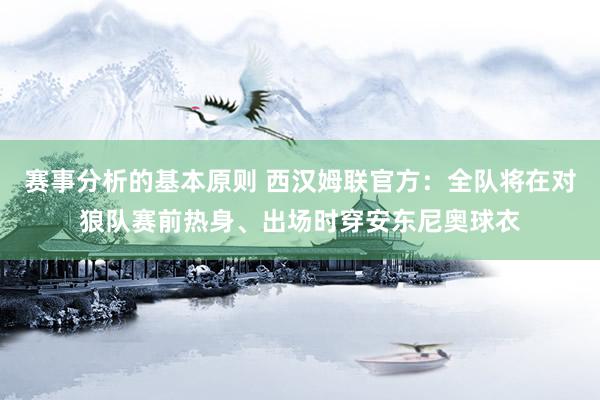 赛事分析的基本原则 西汉姆联官方：全队将在对狼队赛前热身、出场时穿安东尼奥球衣