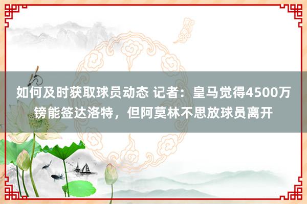 如何及时获取球员动态 记者：皇马觉得4500万镑能签达洛特，但阿莫林不思放球员离开